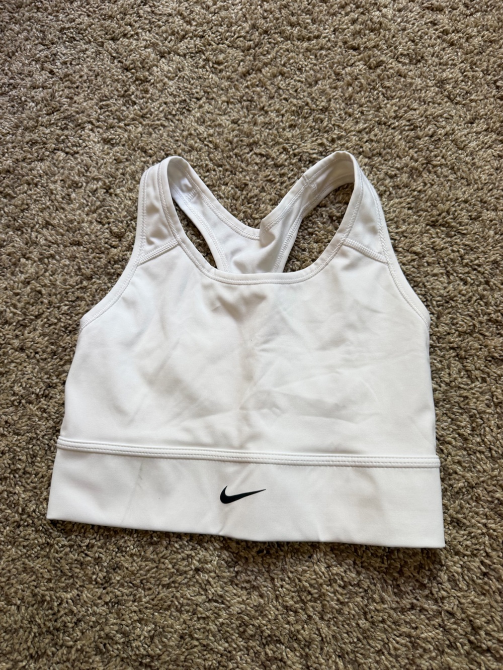 Nike White Dri-FIT Racerback Sports Bra